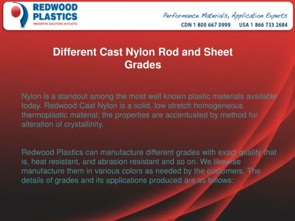 Different Cast Nylon Rod and Sheet Grades