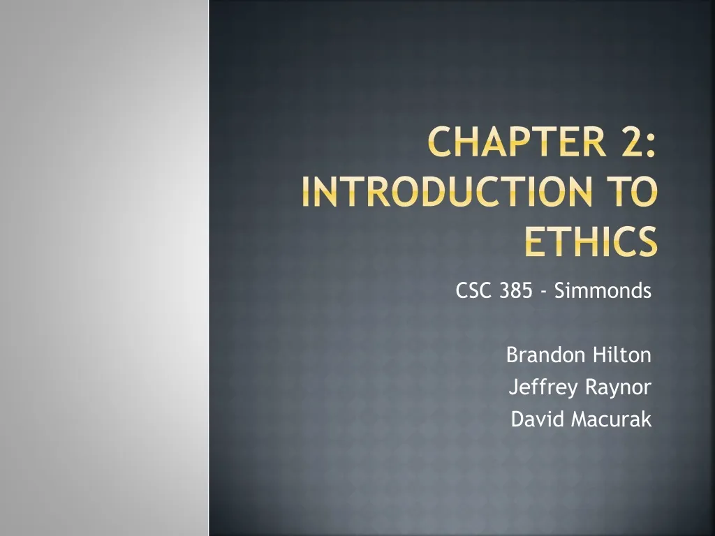 chapter 2 introduction to ethics