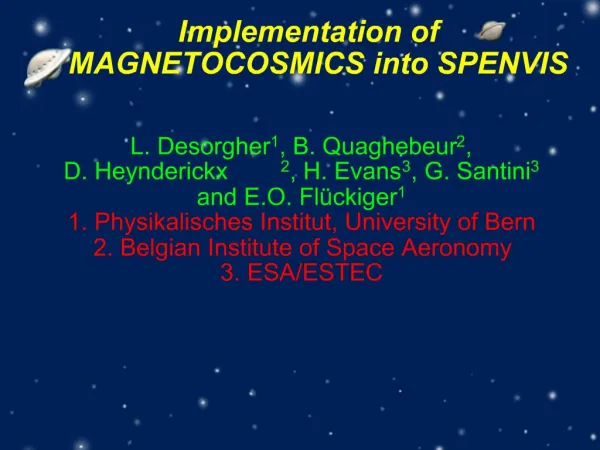 Implementation of MAGNETOCOSMICS into SPENVIS