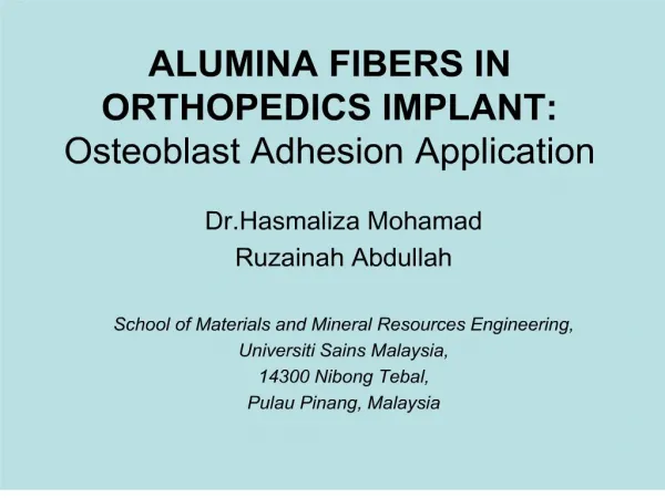 alumina fibers in orthopedics implant: osteoblast adhesion application
