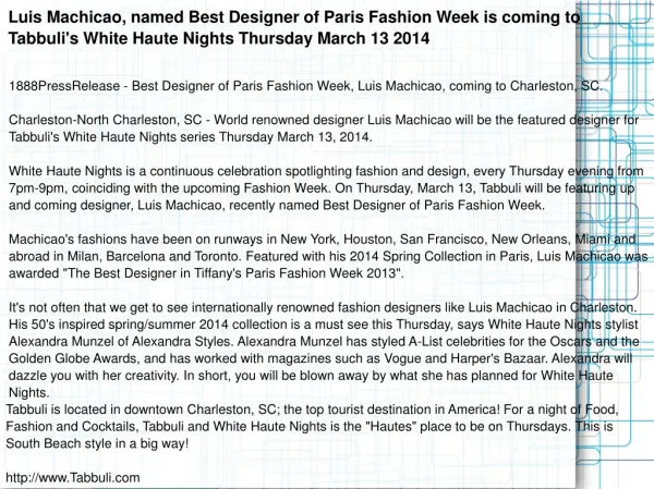 Luis Machicao, named Best Designer of Paris Fashion Week