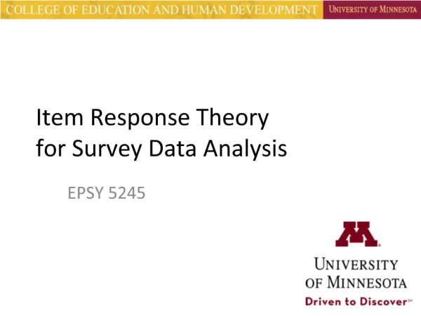 Item Response Theory for Survey Data Analysis