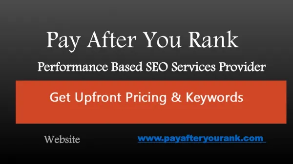 Performance Based SEO Services Provider