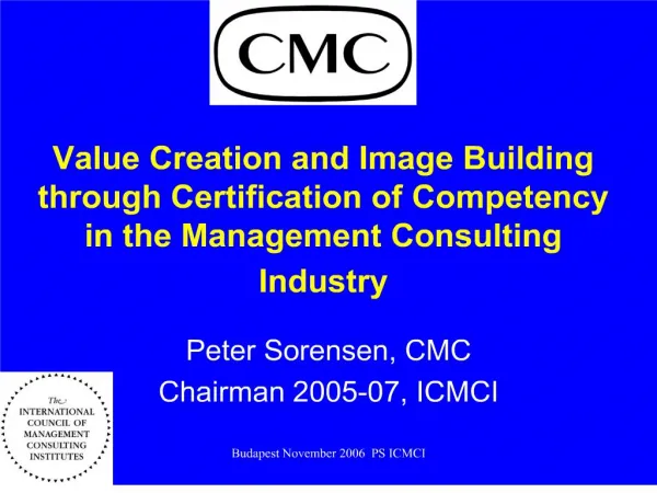value creation and image building through certification of competency in the management consulting industry