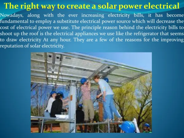 The right way to create a solar power electrical