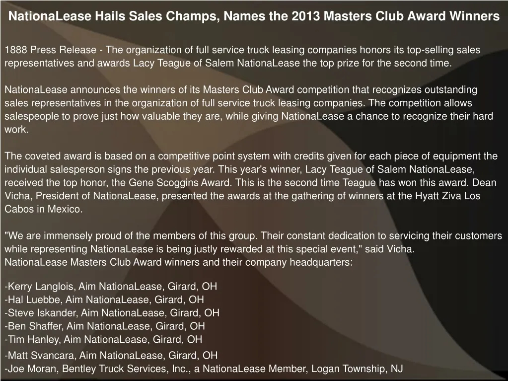 nationalease hails sales champs names the 2013