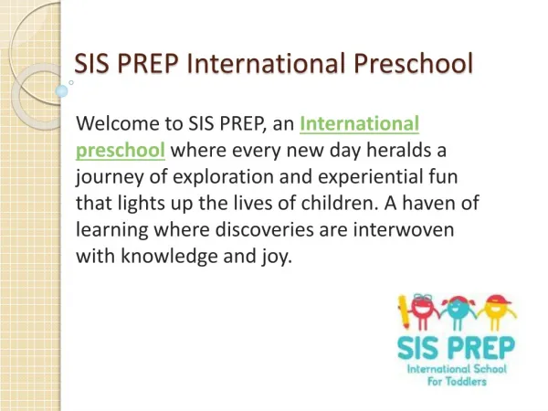 International Preschools in Mumbai - SIS PREP