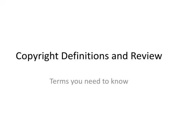 Copyright Terms and Definitions