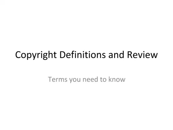 Copyright Definitions
