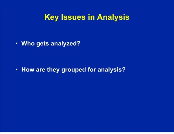 key issues in analysis