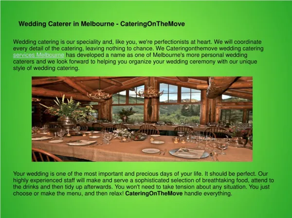 Wedding Caterer in Melbourne - CateringOnTheMove