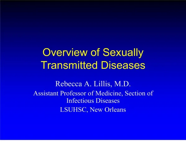 overview of sexually transmitted diseases