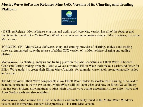 motivewave software releases mac osx version of its charting