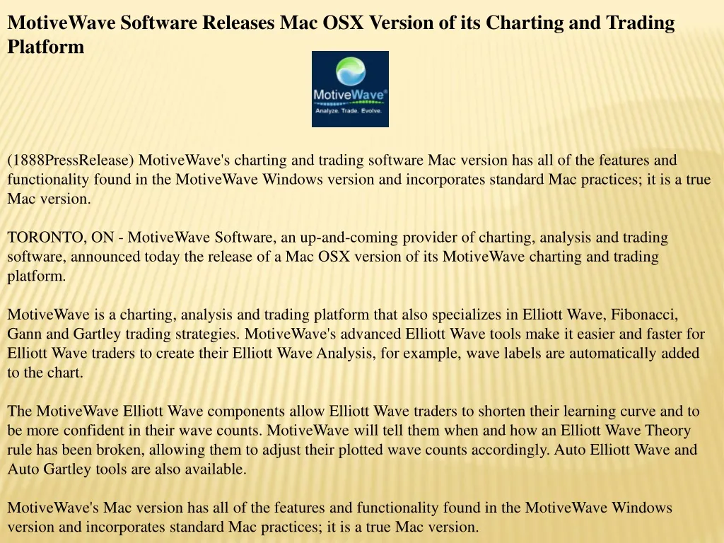 motivewave software releases mac osx version