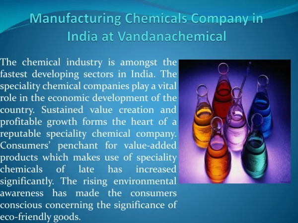 Manufacturing Chemicals Company in India at Vandanachemical