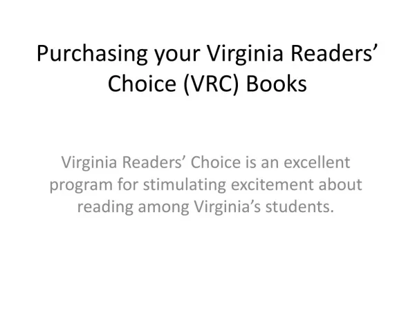 Purchasing your Virginia Readers’ Choice (VRC) Books