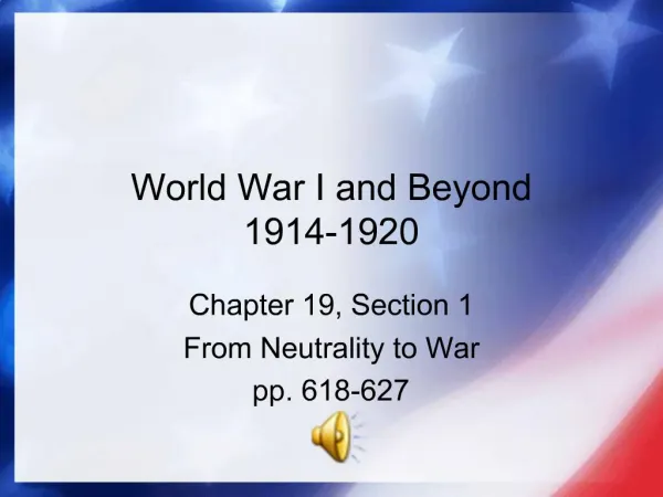World War I and Beyond 1914-1920
