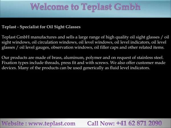 Teplast - Specialist for Oil Sight Glasses