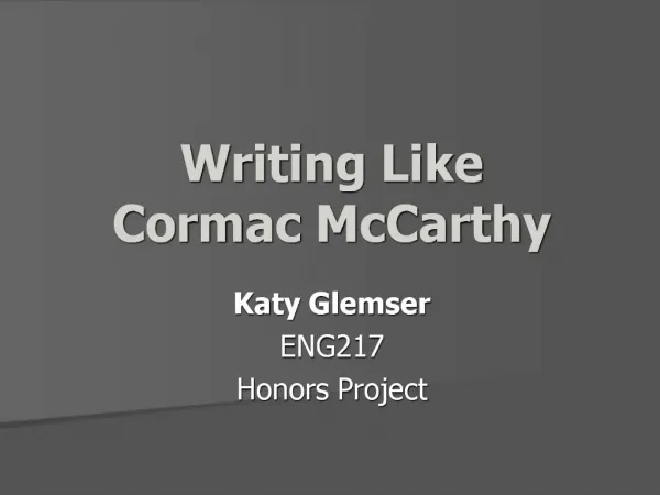 Writing Like Cormac McCarthy