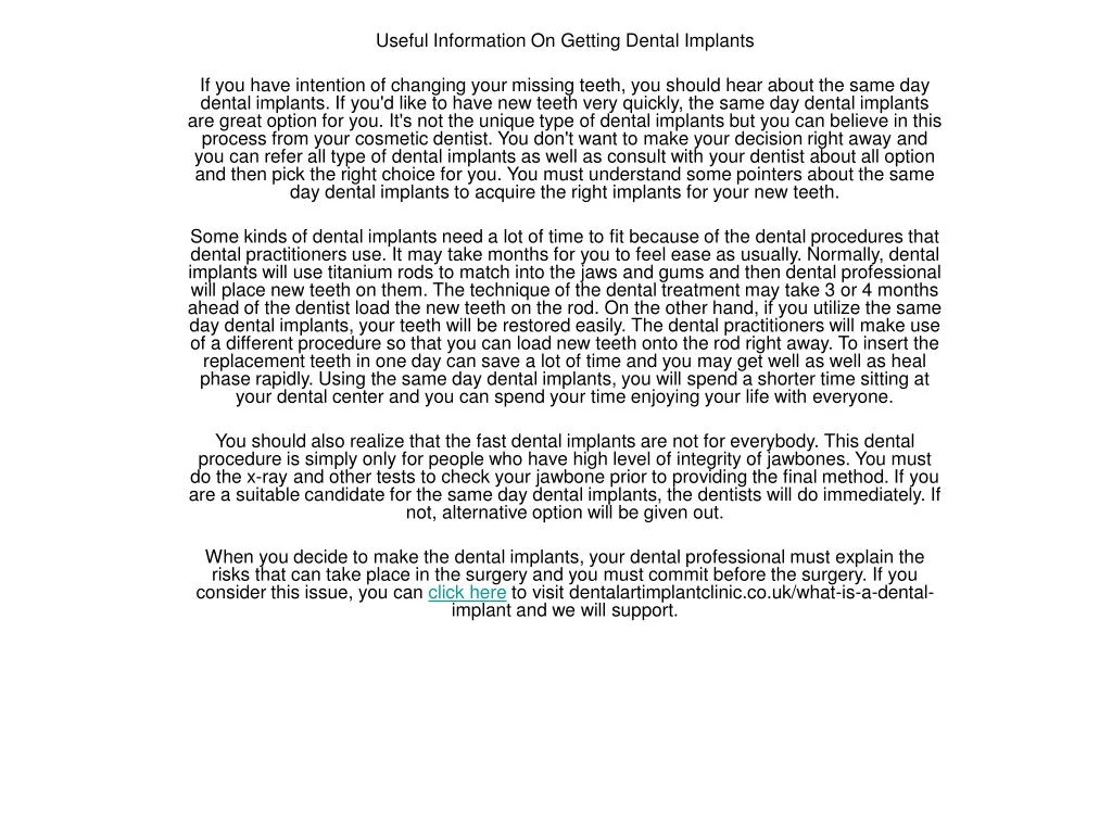 useful information on getting dental implants