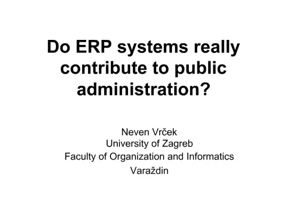 Do ERP systems really contribute to public administration