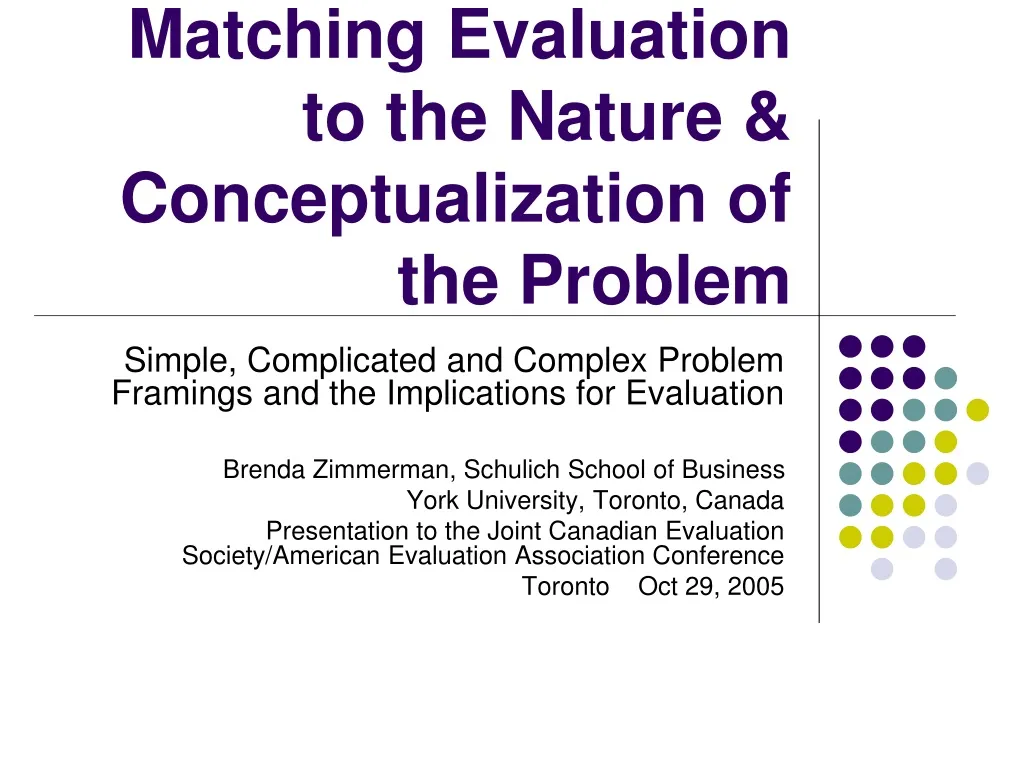matching evaluation to the nature conceptualization of the problem