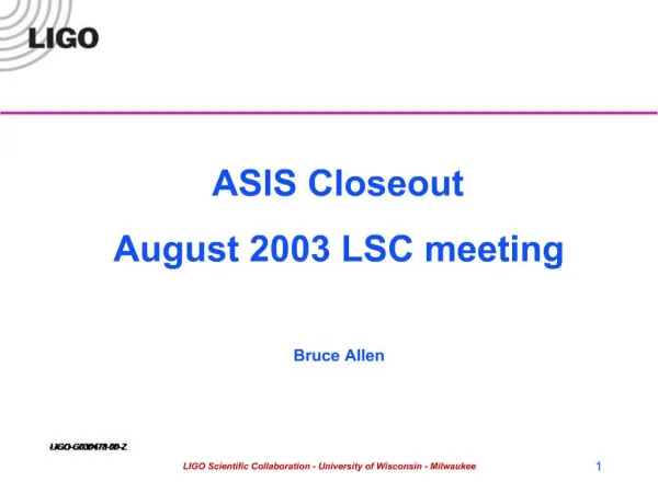 LSC ASIS Meeting 2003.03.20