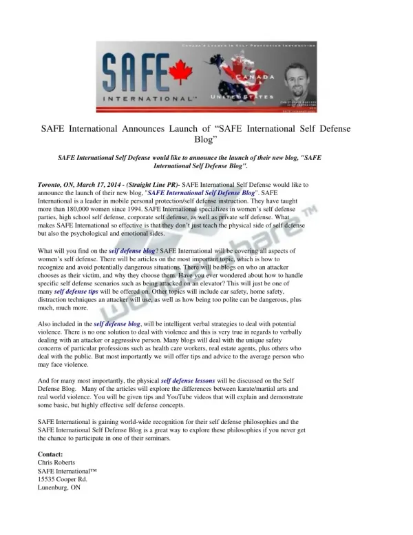 SAFE International Announces Launch of “SAFE International S
