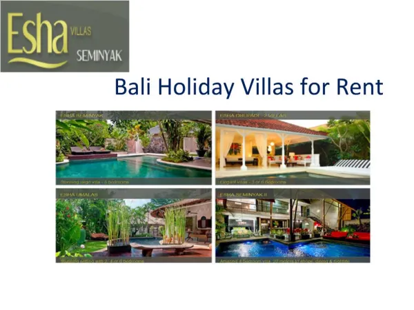 Bali Holiday Villas for Rent