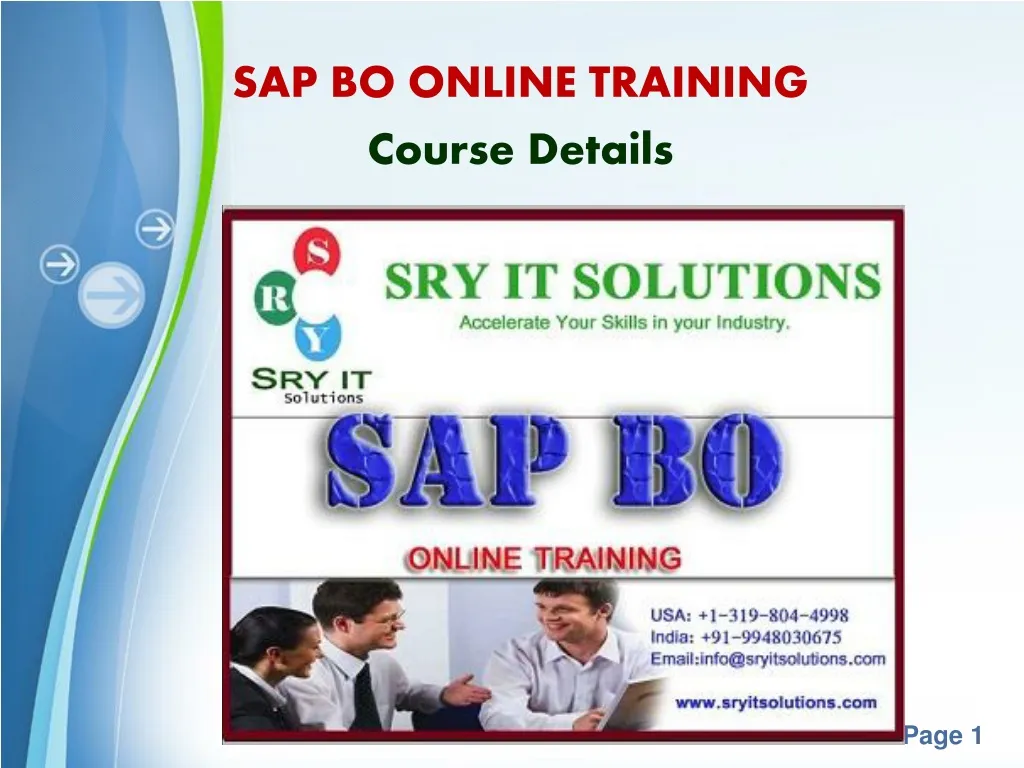 sap bo online training course details