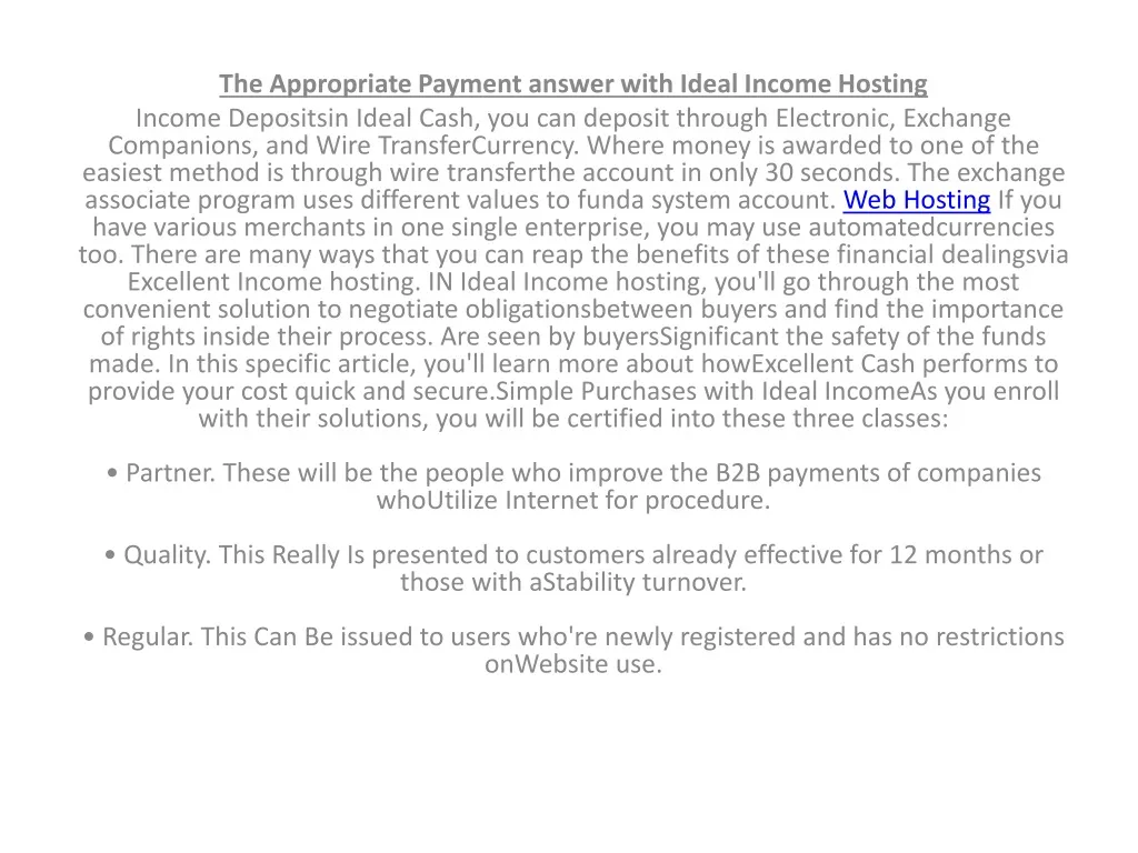 the appropriate payment answer with ideal income