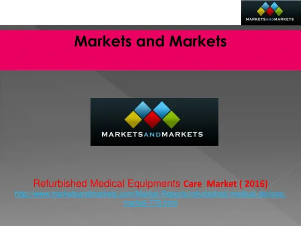Global Refurbished Medical Equipments Market worth $8.45 Bil