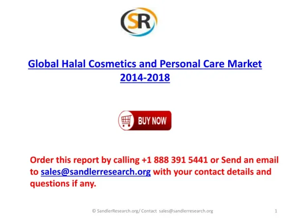 2014-2018 Global Halal Cosmetics and Personal Care Market Fo