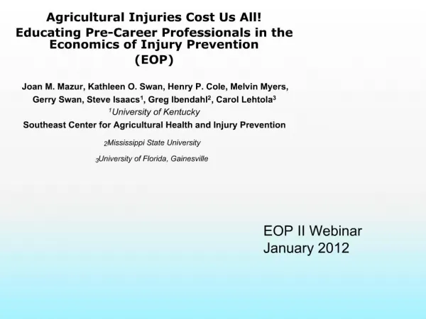 EOP II Webinar January 2012