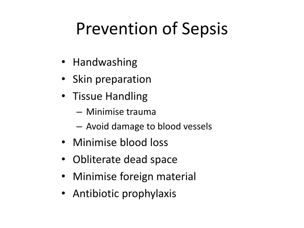 prevention of sepsis