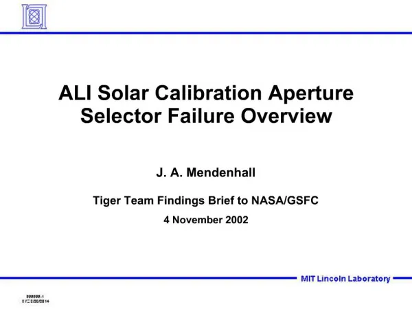 ALI Solar Calibration Aperture Selector Failure Overview