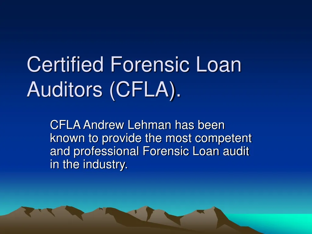certified forensic loan auditors cfla
