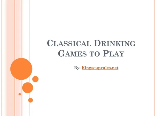 Classical Drinking Games to Play