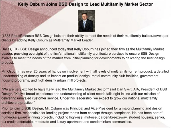 Kelly Osburn Joins BSB Design to Lead Multifamily Market