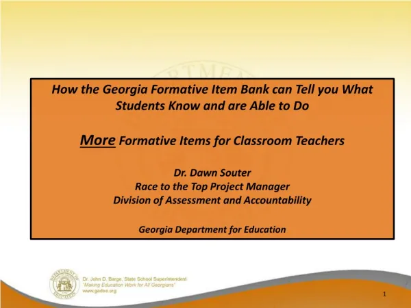 How the Georgia Formative Item Bank can Tell you What Students Know and are Able to Do