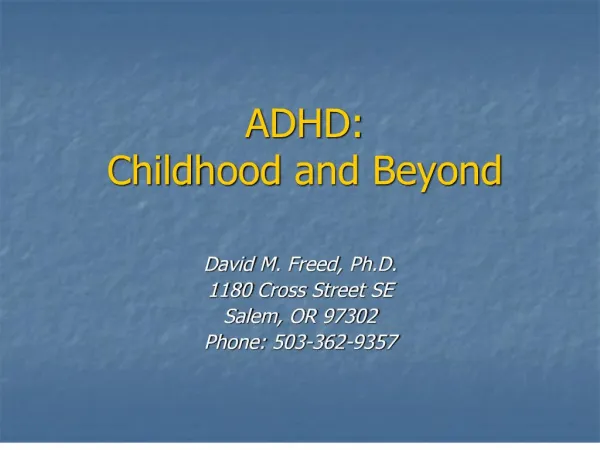 adhd: childhood and beyond
