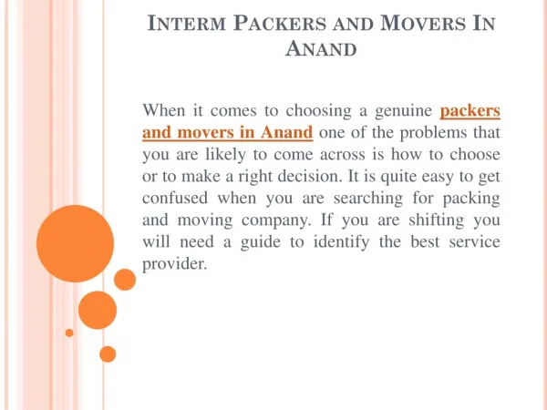 Best Packers And Movers In Anand