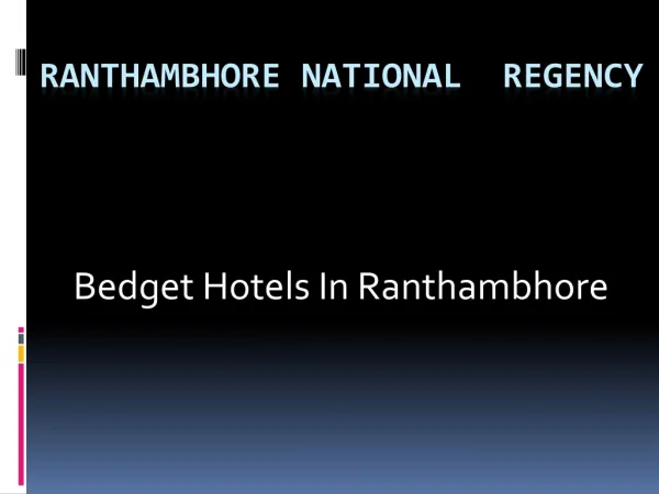 hotels in ramthanbhore
