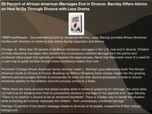 50 Percent of African-American Marriages End in Divorce