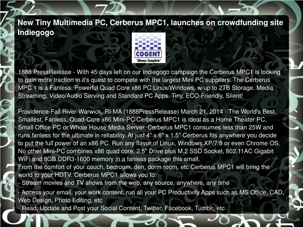 new tiny multimedia pc cerberus mpc1 launches