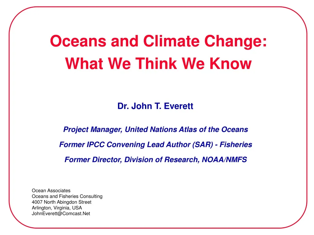 oceans and climate change what we think we know