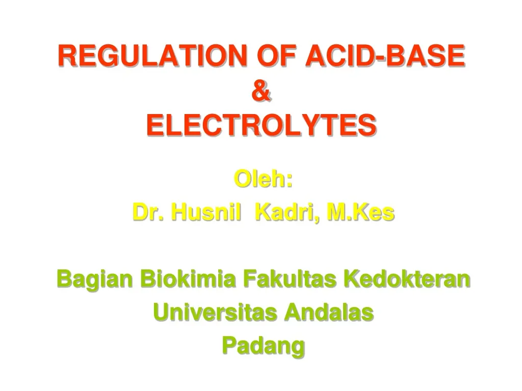 regulation of acid base electrolytes