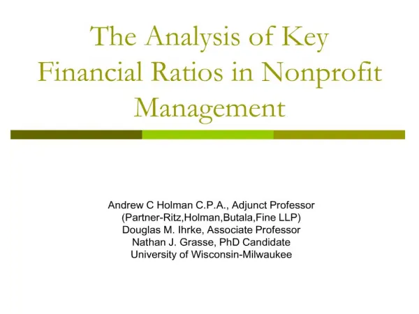 the analysis of key financial ratios in nonprofit management