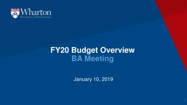 FY20 Budget Overview BA Meeting