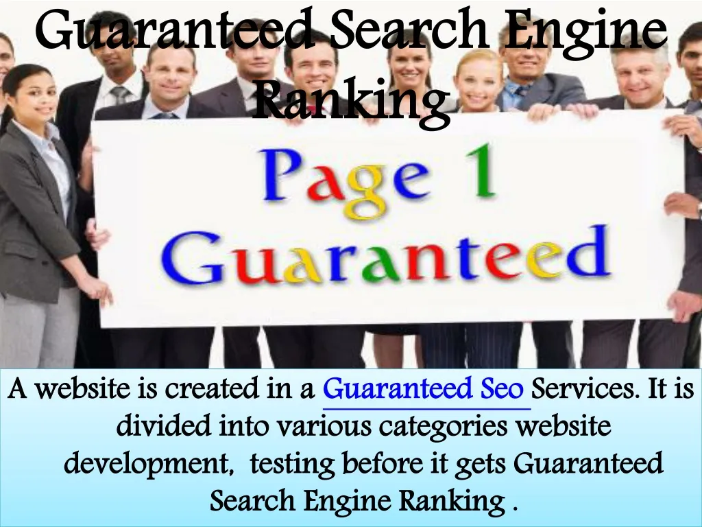 guaranteed search engine ranking